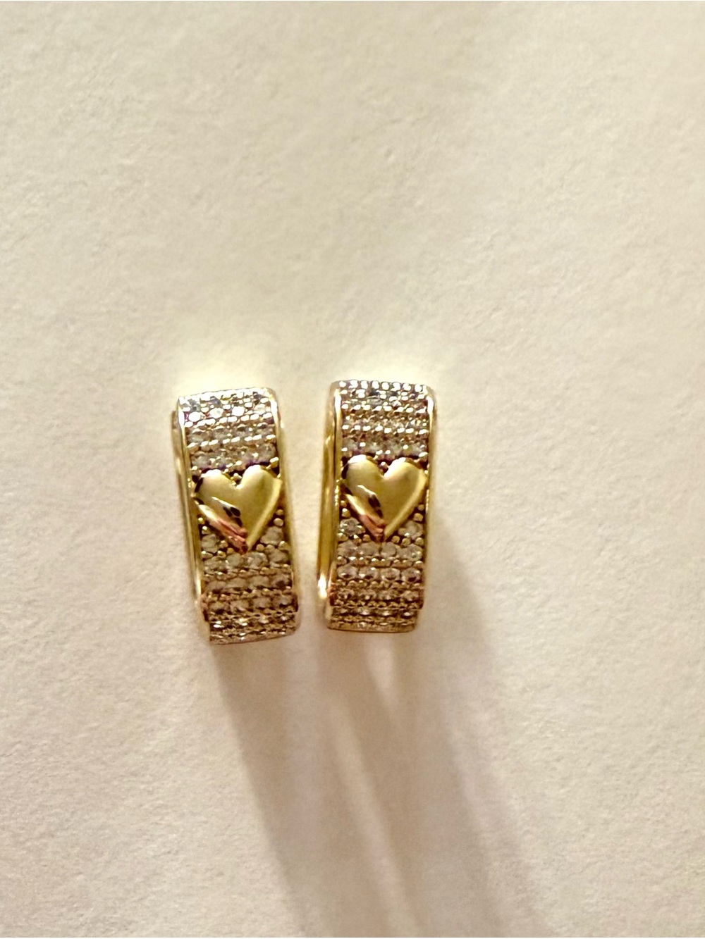 Gold Heart Pavé Huggie Earrings - Women Jewelry
